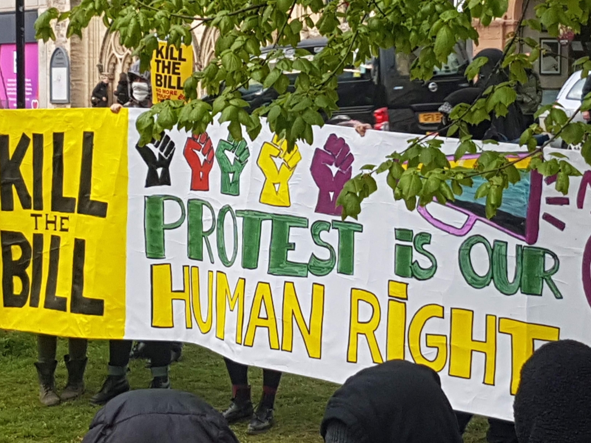 Banner reads: "Kill The Bill Protest is our Human Right"